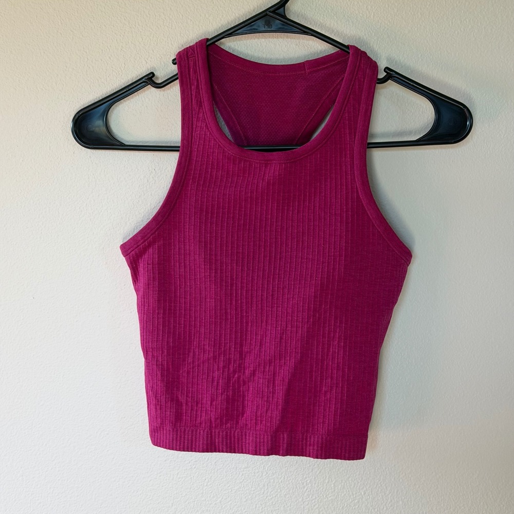 Lululemon Ebb to Street Racerback Cropped Tank Top 4 Magenta Pink